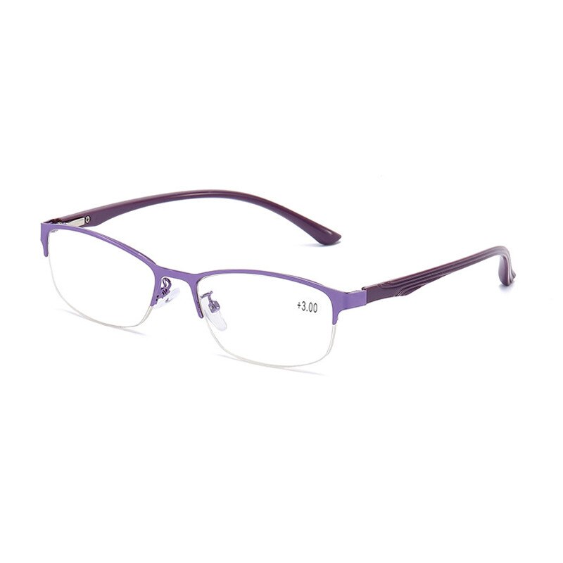Elbru  tr90 metalen half montuur leesbril dames spring been hyperopie bril op sterkte  +1.0+1.5+2.0+2.5to+4.0: +100 / Pr