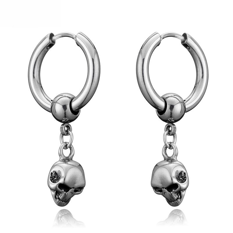 Vintage Skull Earrings for Women Goth Hoop Earrings Men Party Jewelry Aretes De Mujer Punk Piercing Stainless Steel Earrings: Style 9 / 1 Pair