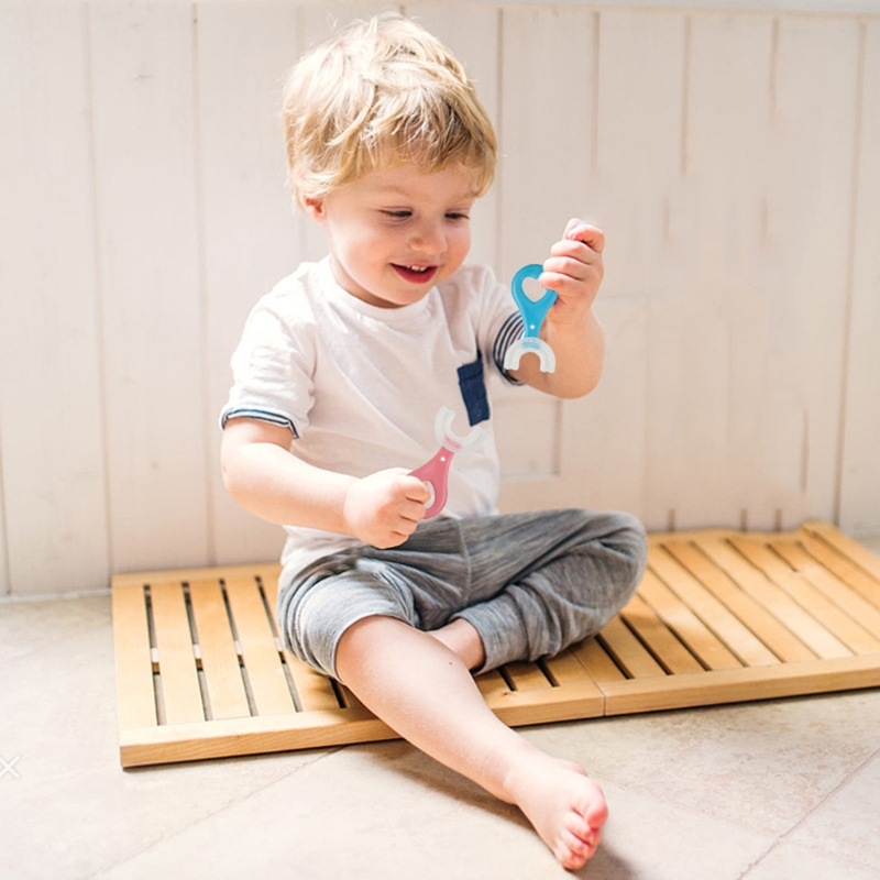 Spazzolini da denti per bambini a forma di U a forma di U per artefatto manuale in Silicone da 9cm