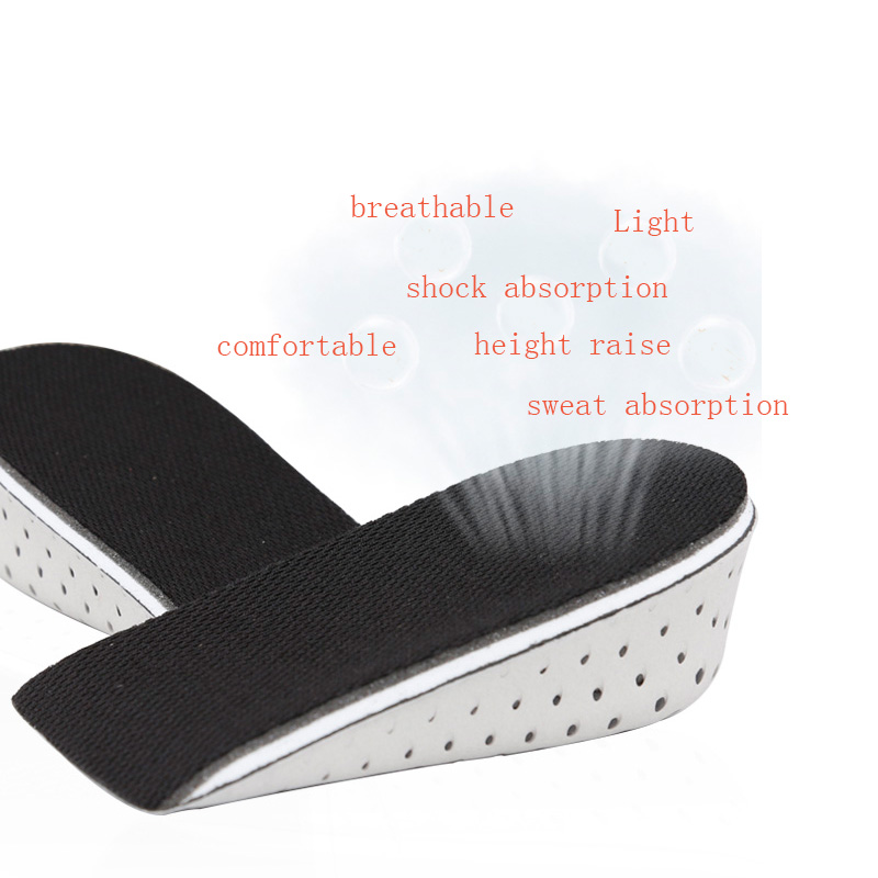 Semelle intérieure respirante rehaussant les chaussures de sport à insertion de talon coussin unisexe 2-4 cm de hauteur augmentant les semelles intérieures