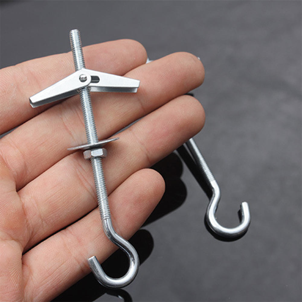2/4 Pcs M4 Koolstofstaal Gipsplaat Plafond Muur Lente Toggle Haak Bouten Hanger Muur Bevestiging Ankers Haak Met Schroefdraad Haken