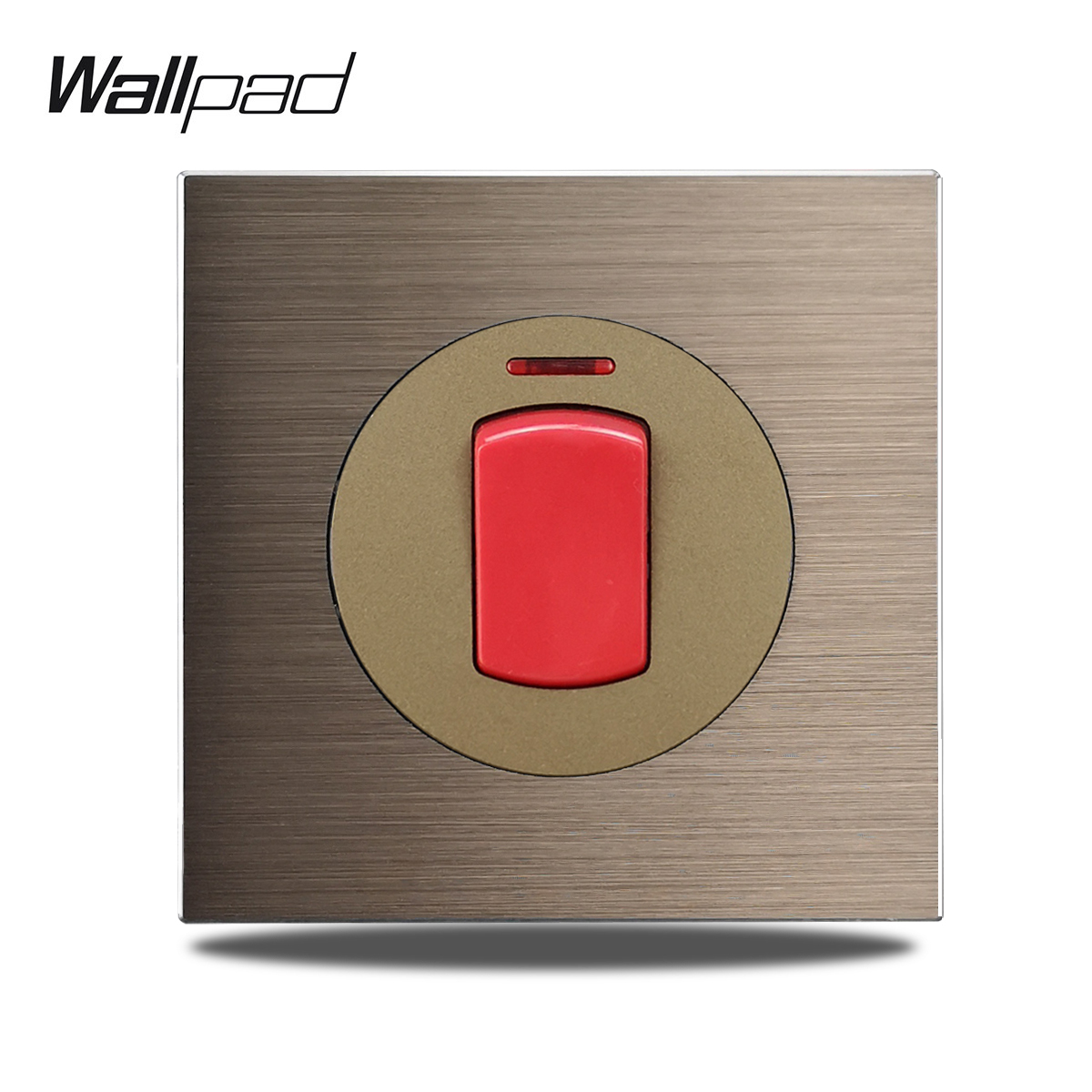Bruine Wandschakelaar Met Ronde Led-Lichtknop 1 2 3 4 Bende Lichtschakelaar Geborsteld Aluminium Metalen Paneel, L6 Serie