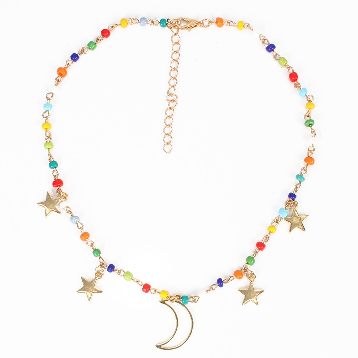 European and American classic jewelry simple personality Star color rice bead Moon Pendant Necklace female