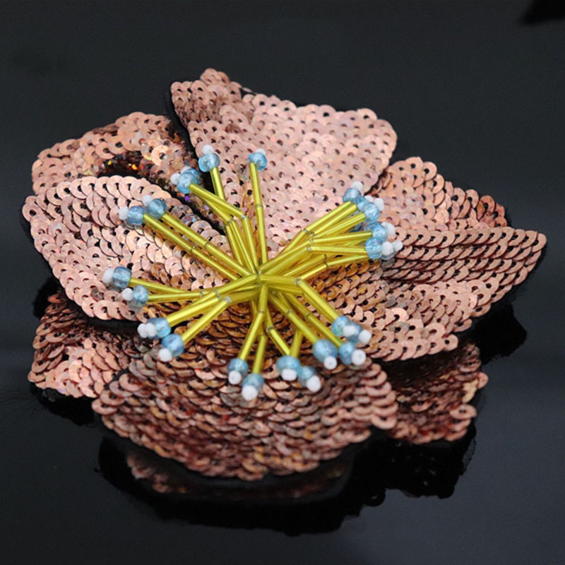 11Cm Twee Lagen Kleurrijke Pailletten Sticker Bloem Patch Naaien Kleding Decoratie Applique: Antique Copper