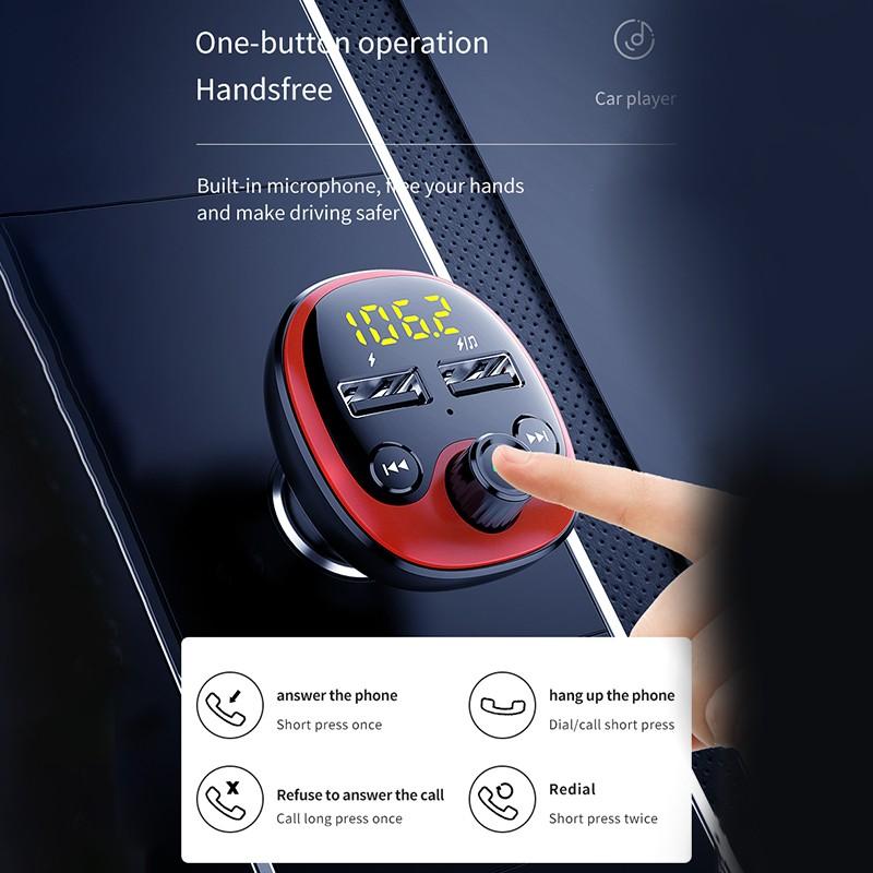 Bluetooth 5,0 transmisor de FM del coche pantalla LED inalámbrico MP3 jugador transmisor Kit de manos libres para coche 5V/3.1A puertos USB duales cargador de coche
