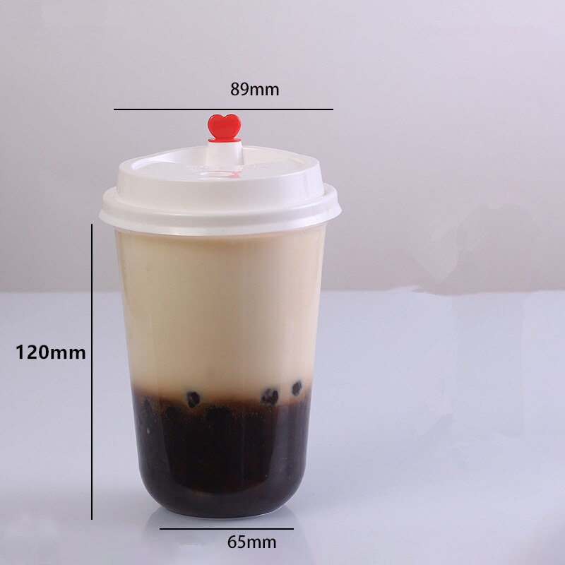 50pcs Disposable plastic cups for drinking 500ml juice coffee takeaway packaging cups with heart stopper lids party favor: 9