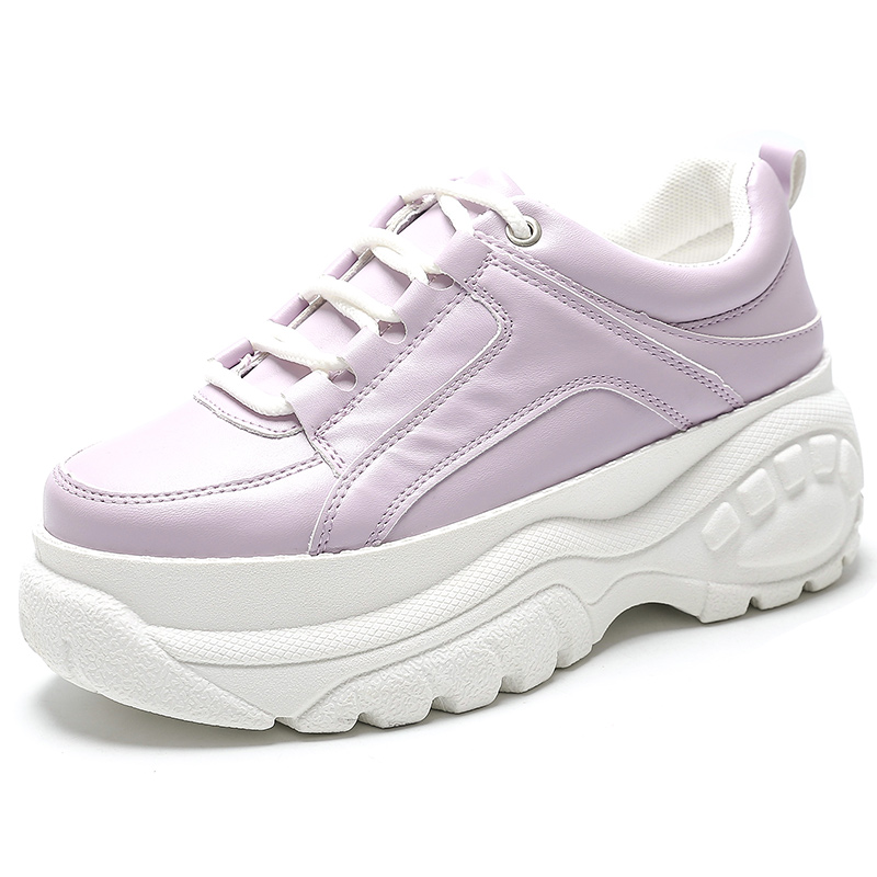 Efterårs platform buffalo sko kvinder afslappede sneakers rund tå flade zapatillas mujer  st456 st463: Lilla / 38