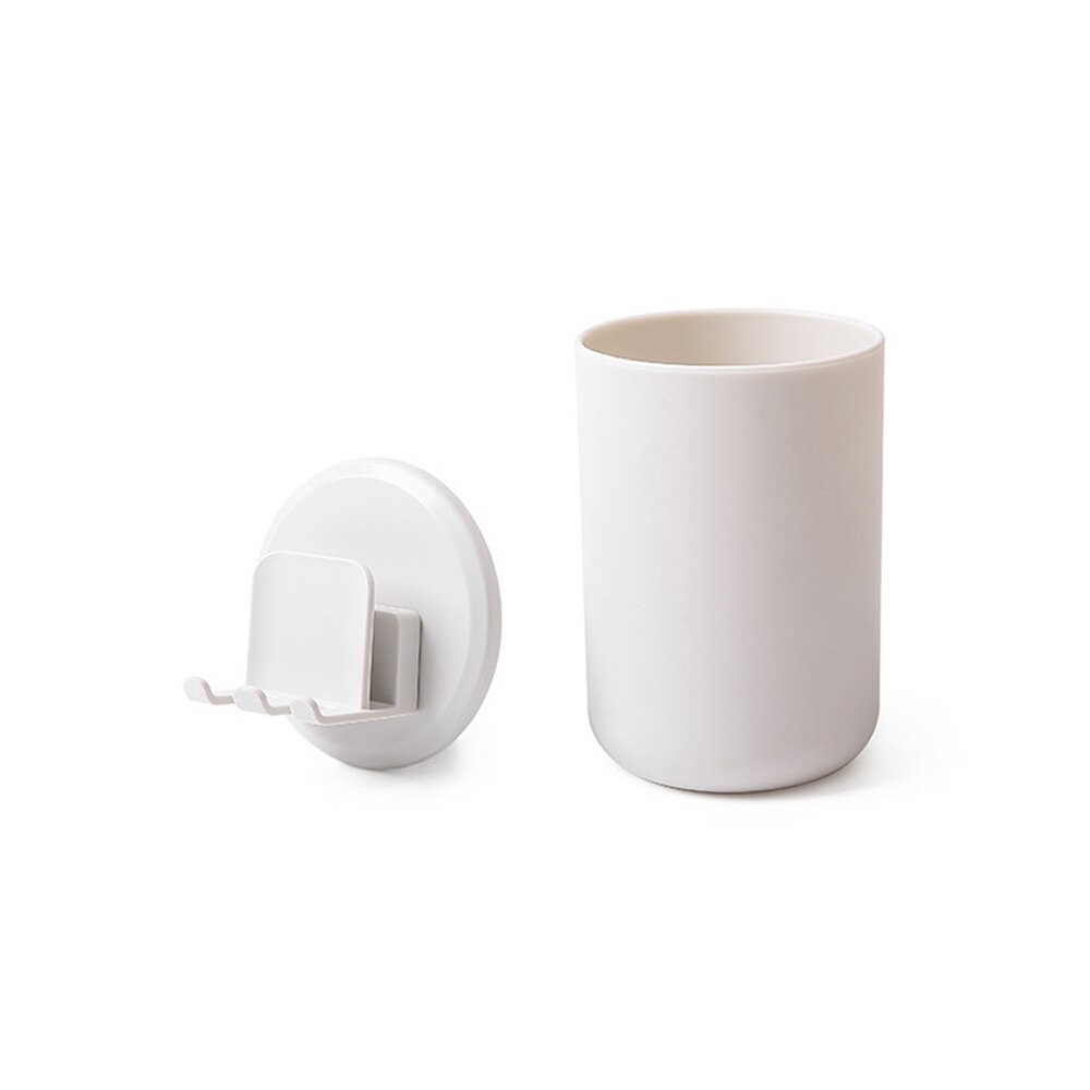 Soporte de plástico para cepillos de dientes con taza de Gargle, Ventosas para pared, estante, afeitadora, cepillo de dientes, dispensador de accesorios para baño: Blanco