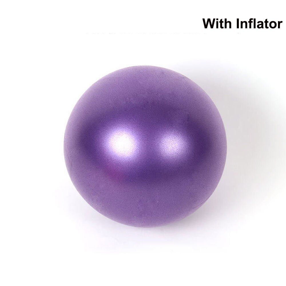 25cm Yoga Ball Exercise Gymnastics Pilates Ball Balance Exercise Gym Sports Ball PVC Indoor Home Training Mini Yoga Ball: purple with Inflator