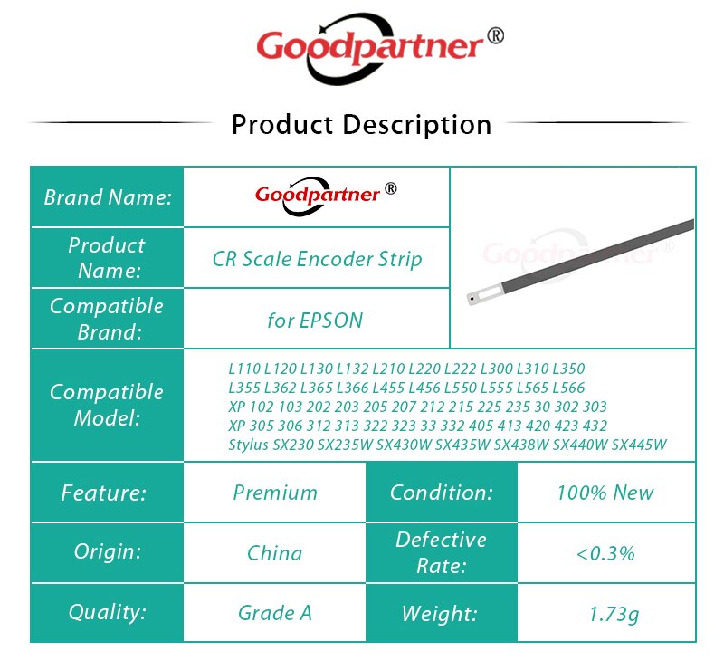 CR Scale Encoder Strip for EPSON L110 L120 L130 L132 L210 L220 L222 L300 L310 L350 L355 L362 L365 L366 L455 L456 L550 L555 L565
