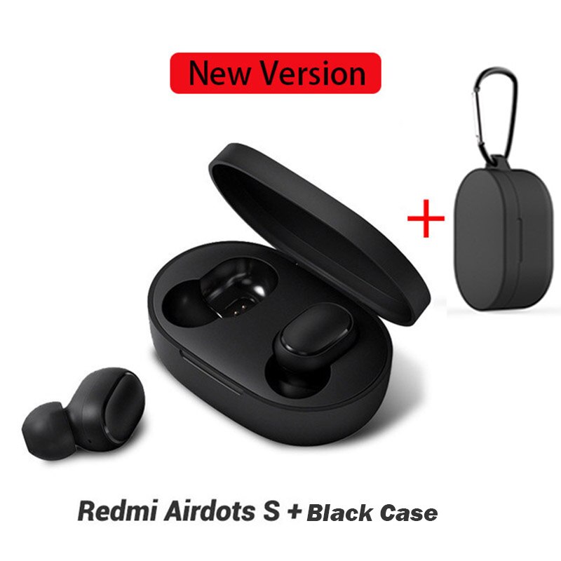 Redmi Xiaomi Airdots TWS Bluetooth Earphones Wireless 5.0 Bluetooth Earphone AI Control Gaming Headset With Mic Noise reduction: With Black case