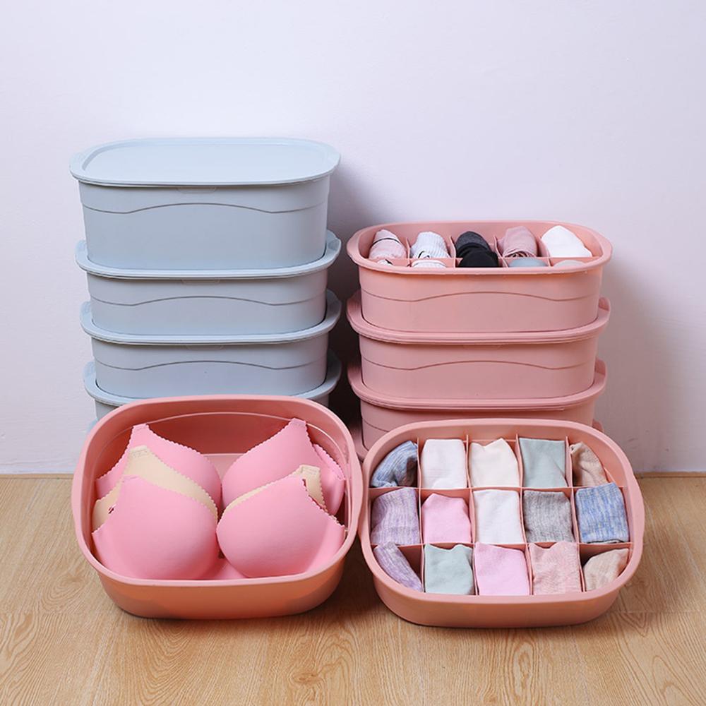 Opbergdozen Plastic Closet Ondergoed Slipje Divider Lade Lidded Closet Organizer Interieur Voor Stropdassen Sokken Shorts Bra