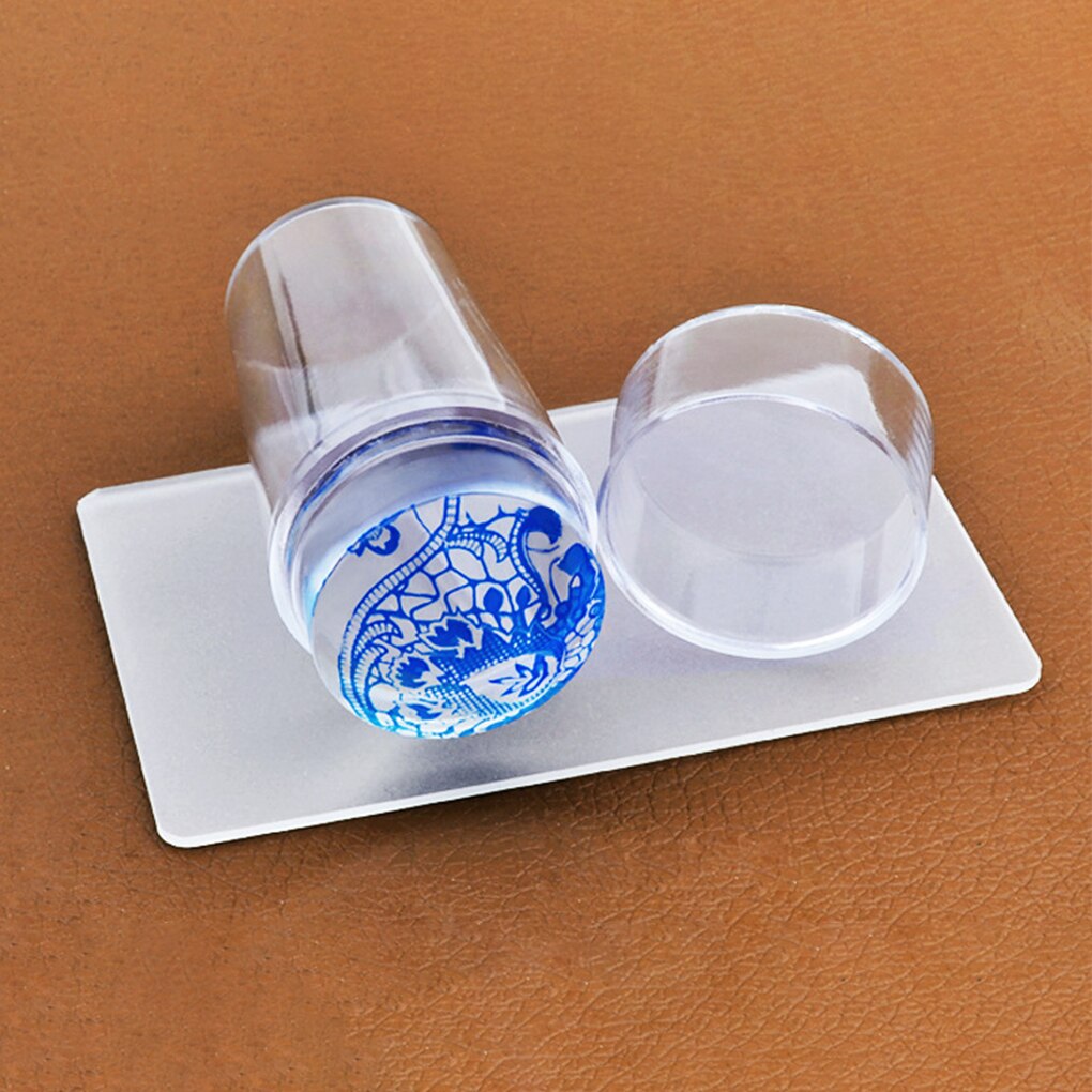 Nail Art Sjablonen Pure Clear Jelly Siliconen Stamper Stamping Plaat Schraper Met Cap Transparante Nail Stempel Set