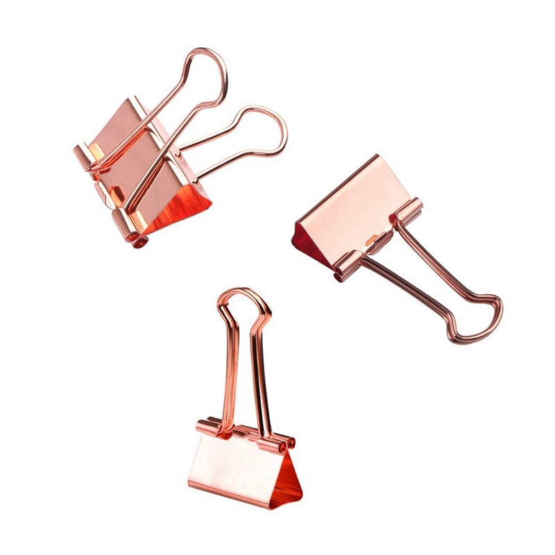 2 set kontorstillbehör : 1 set pärmklämmor gem med kartong & 1 set roséguld skrivbordshäftare