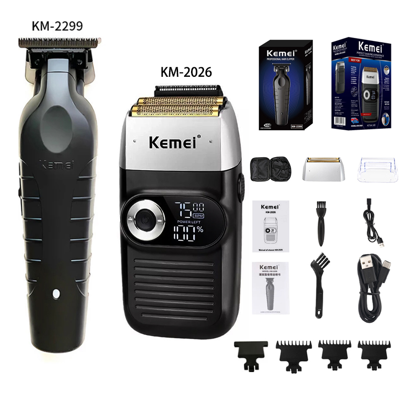 Kemei Hair Clipper Kit, Electric Shaver, Male Hair Cutting Machine, Men's Trimmer Machine, KM-2299, KM,KM-5083: black