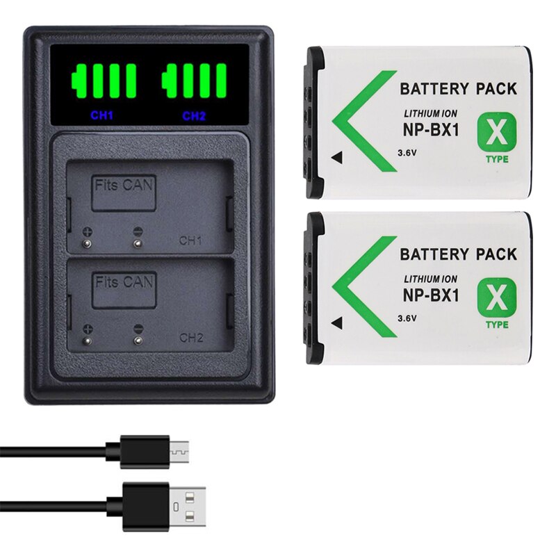 5 stücke NP-BX1 np bx1 Kamera Batterie + LCD Ladegerät für Sony DSC-RX100 DSC-WX500 IV HX300 WX300 HDR-AS15 X3000R MV1 AS30V HDR-AS300: charger and 2battery