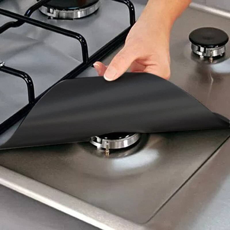 Non-Stick Reusable Self Adhesive Foil Cleaning Mat Set Stove Protector Cover Mat Cooker Cover Burner Protector Kitchen Tools