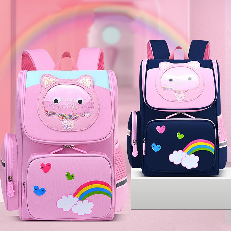 Neue freundlicher Karikatur Rucksäcke Mädchen Schule Taschen 6-12 Jahre freundlicher Nette Rucksack Schul Grundschule Rucksack freundlicher mochila