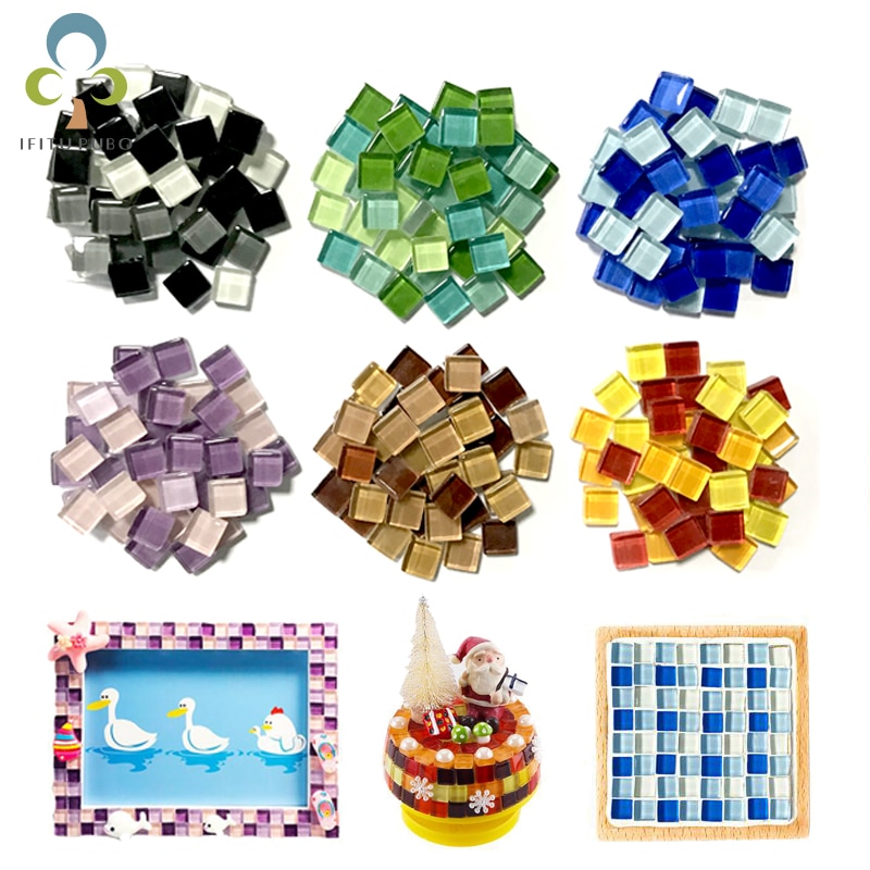 100g ( ca. 100 stk. ) 1cm flerfarvede firkantede glasfliser til gør-det-selv-håndværk leverandør, der laver fliser boligindretning gyh