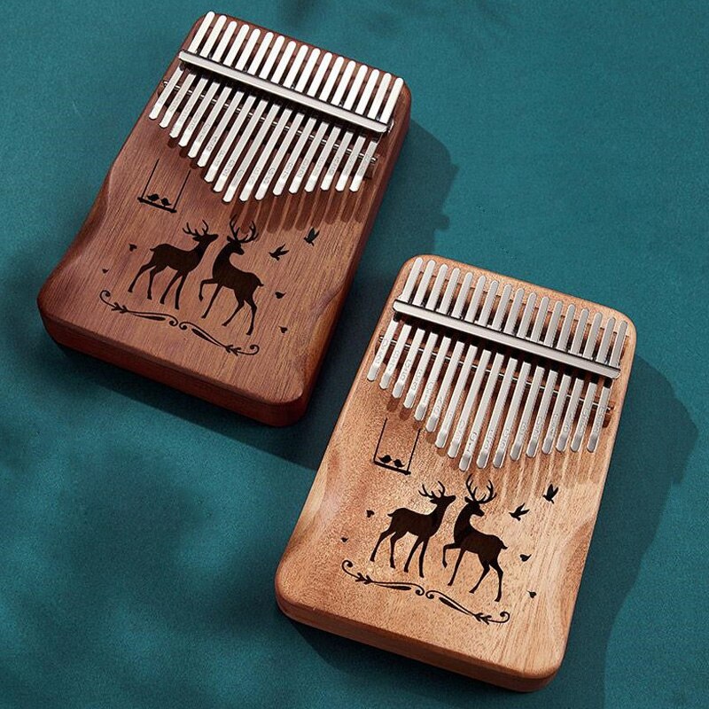 Mahogany Kalimba 17Key Thumb Piano Portable Mbira Finger Piano for Kids and Piano Beginner Musical Instrument