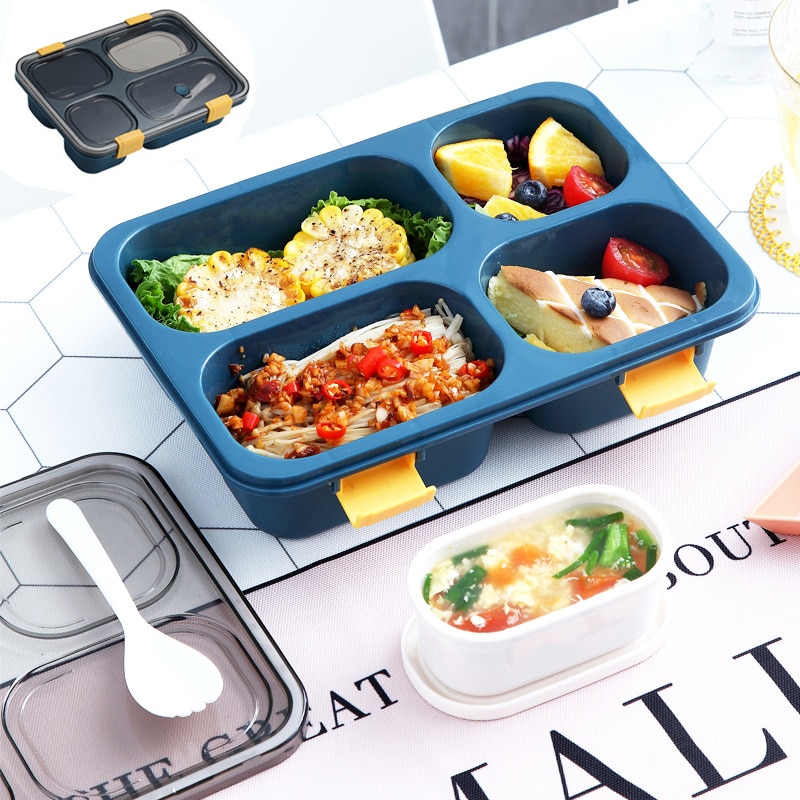 Magnetron Lunchbox Lekvrije Met Compartimenten Lunchbox Voor Kids Kantine Plaat Voedsel Container Bento Box Met Lepel