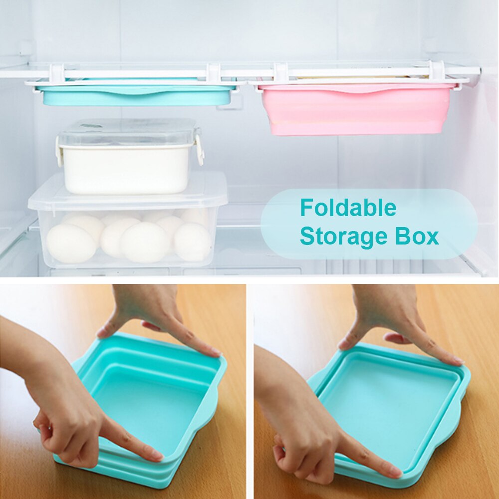 Folding and Stretchable Fridge Pull-out Storage Drawer Kitchen Fruit Egg Organizer Storage Rack Box Refridgerator Shelf Holder