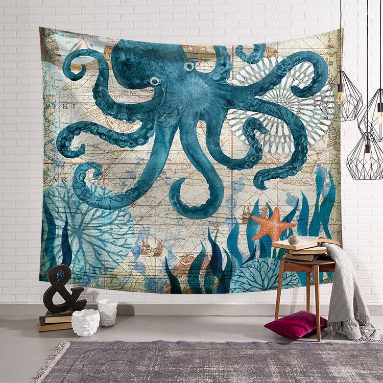 Mariene Organismen Muur Opknoping Deken Tapijt Strand Gooi Handdoek Thuis Decoratieve Schildpad Gedrukt Supersoft Wandtapijten Strand Mat: 150cmx130cm / X64