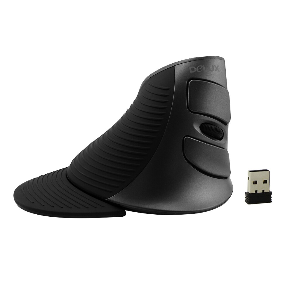 Delux M618 ergonómico Vertical inalámbrica/Alambre de ratón de Juegos de ordenador Mause de 1600 DPI USB 5D óptico jugador ratones para PC portátil: Wireless Version