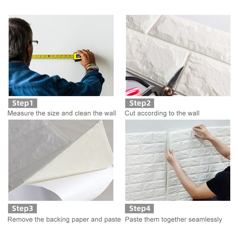 5/10PCS 3D Wallpaper Stone Brick Wall Sticker Waterproof DIY Self Adhensive Wall Papers for Home Decor