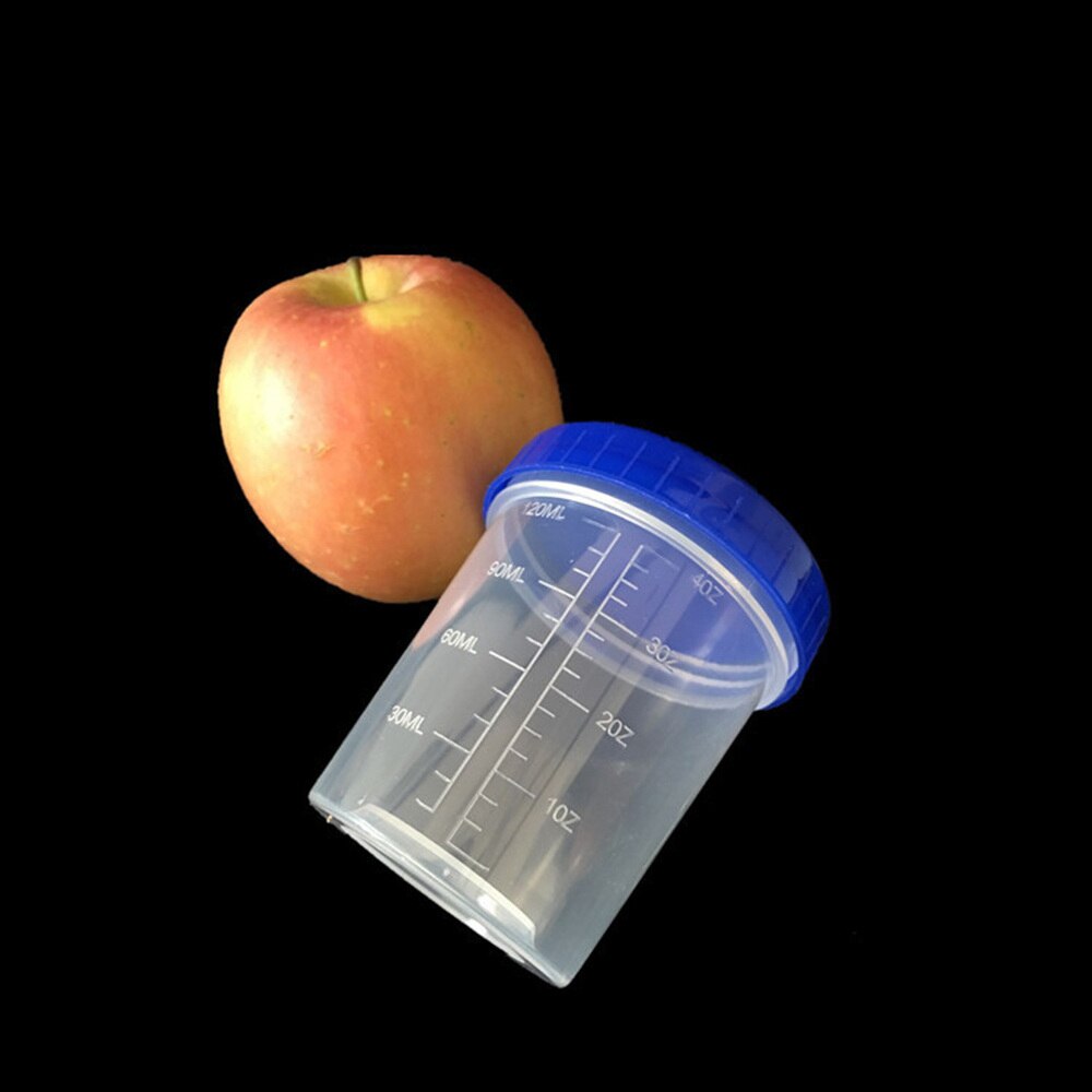 25pcs 120ml Disposable Measuring Cups with Lid Transparent Specimen Cup