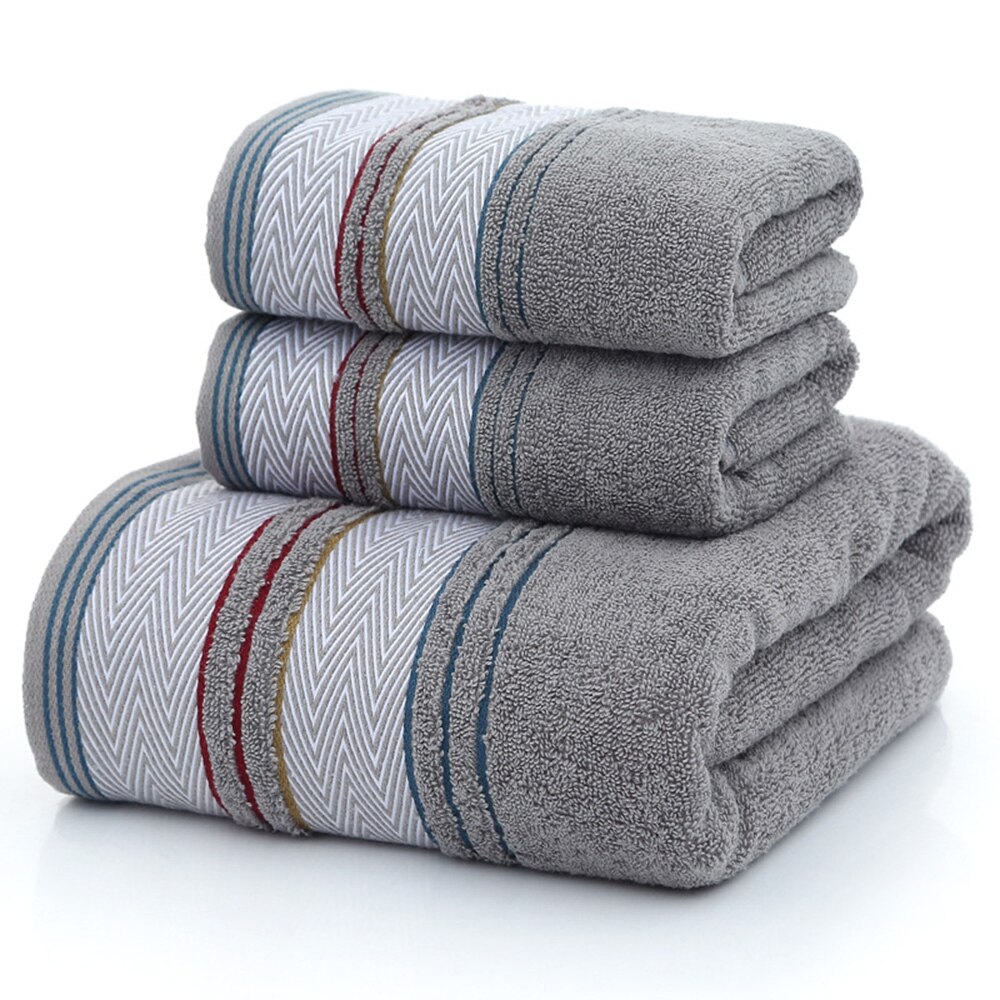 Bath Towels Thick Cotton Towel Set Face Towels Bath Towel For Adults Washcloths High Absorbent bathroom sandy beach towel suit: Dark Grey