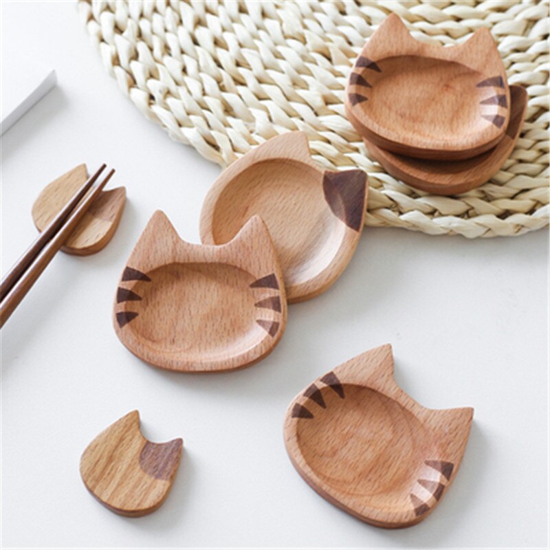 1Pcs Japanese style wooden chopstick holder Beech cat chopstick holder Cartoon kitchen hotel chopstick holder tableware