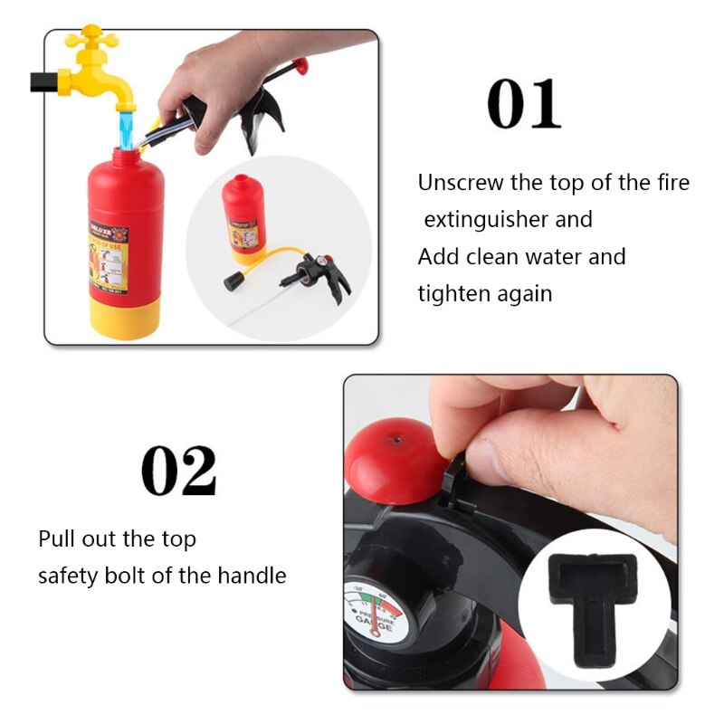 Kids Outdoor Backyard/Summer Swimming Pool Novelty Fire Extinguisher Shape Water Toy Water Pistols Cosplay Fireman