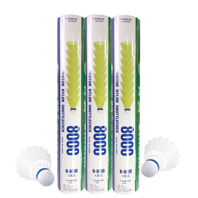 12 st/set nylon shuttlecock bord fiber bollhuvud fullt runt ull stil plast badminton för utomhusträning användning hållbart