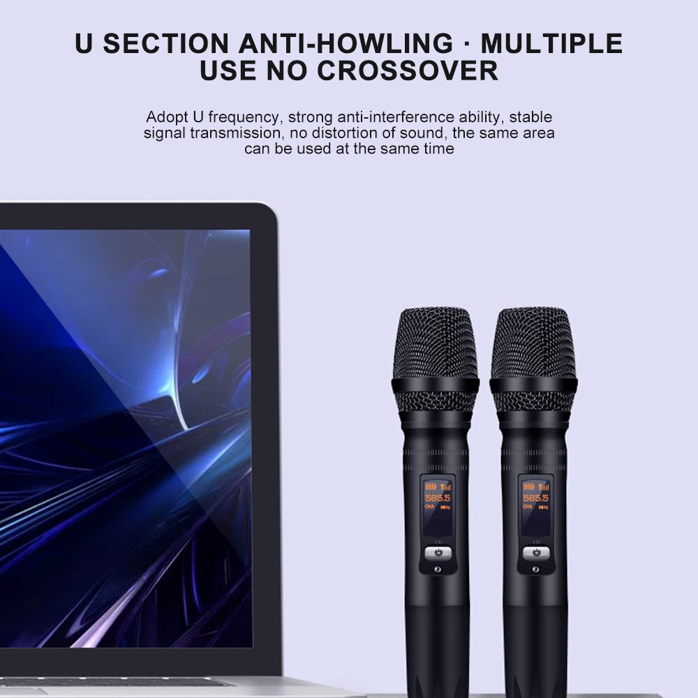 Low Power Handheld Microphone UHF Dynamic Mic System 1/4 Inch Plug Receiver For Computer Karaoke Conference DJ Church Wedding