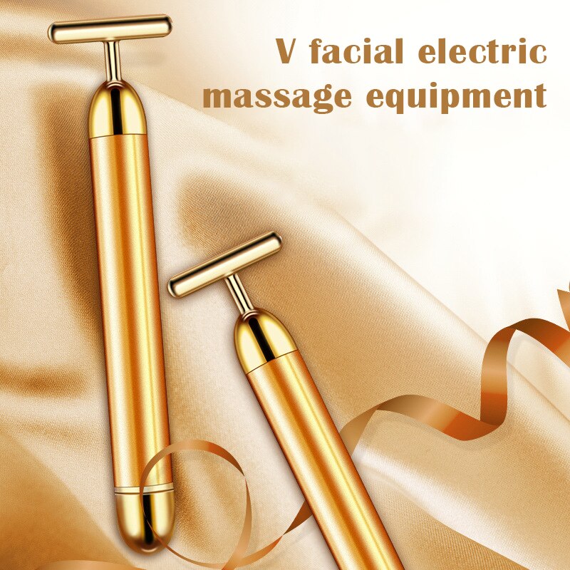 24k golden pulse energy gezichtsmassager beauty bar t-vormige elektrische gezichtsmassager voor strakke versteviging en lift, dagelijkse huidverzorging  wh998