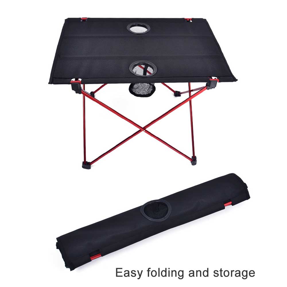 Aluminum Alloy Portable Table Outdoor Furniture Foldable Table with Cup Holder Camping Hiking Desk Outdoor BBQ Picnic Table