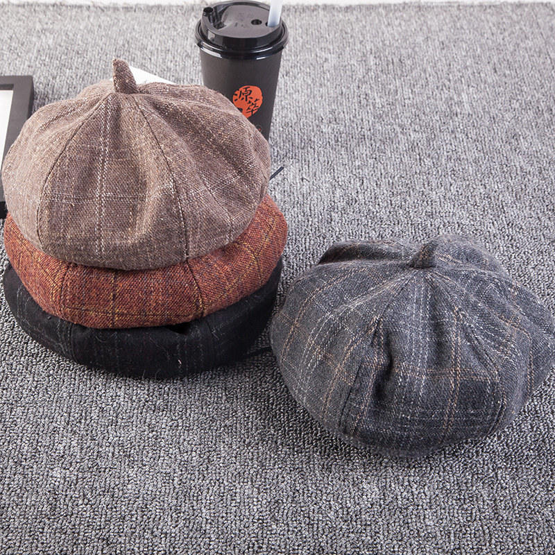 Winer Visgraat Tweed Krantenjongenspet Mannen Achthoekige Cap Flatcap, Chic Reizen Platte Cap Hoed, Gorras Planas