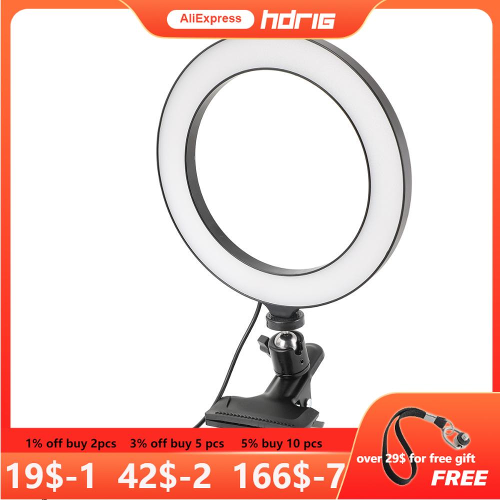HDRiG 8 Inch LED Ring Light Clip Clamp Holder Mount with Universal Metal Standard Ball Head for Camera Flash Photography