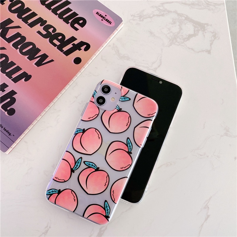 Cute Peach Phone Case For Xiaomi Redmi Note 10 9 8 Pro Note 7 8t 9s 9 lite 9t A3 Back Cover Summer Transparent Soft Capa