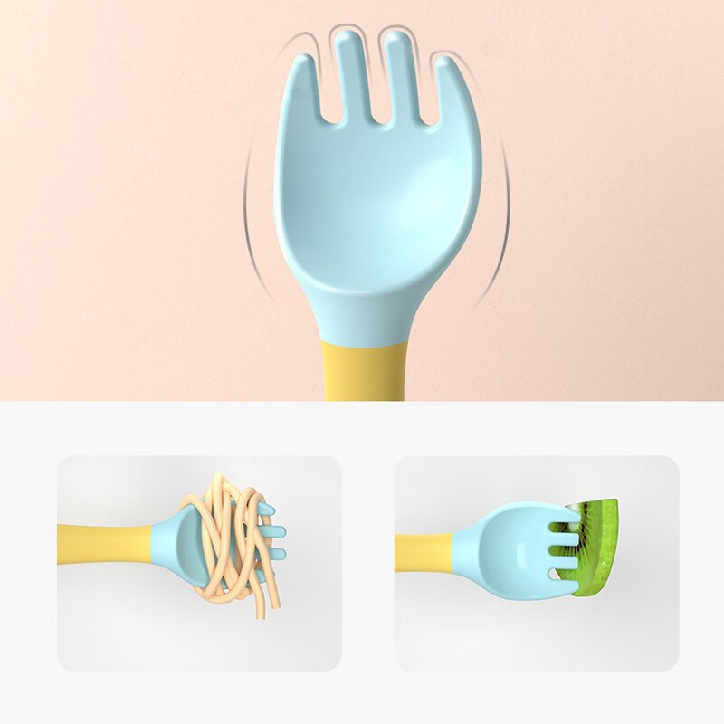 Baby Draagbare Zachte Twist Lepel Vork Voeden Training Set Kind Kid Gerechten Peuter Voeden Accessoires Kinderen Servies Goederen
