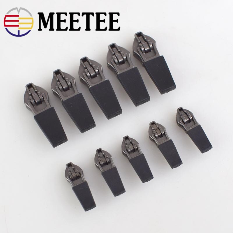 Meetee 10Pcs 3 #5 # Anti-Laden Waterdichte Rits Sliders Reverse Installatie Voor Onzichtbare Nylon Zip Bag ritsen Hoofd Pull