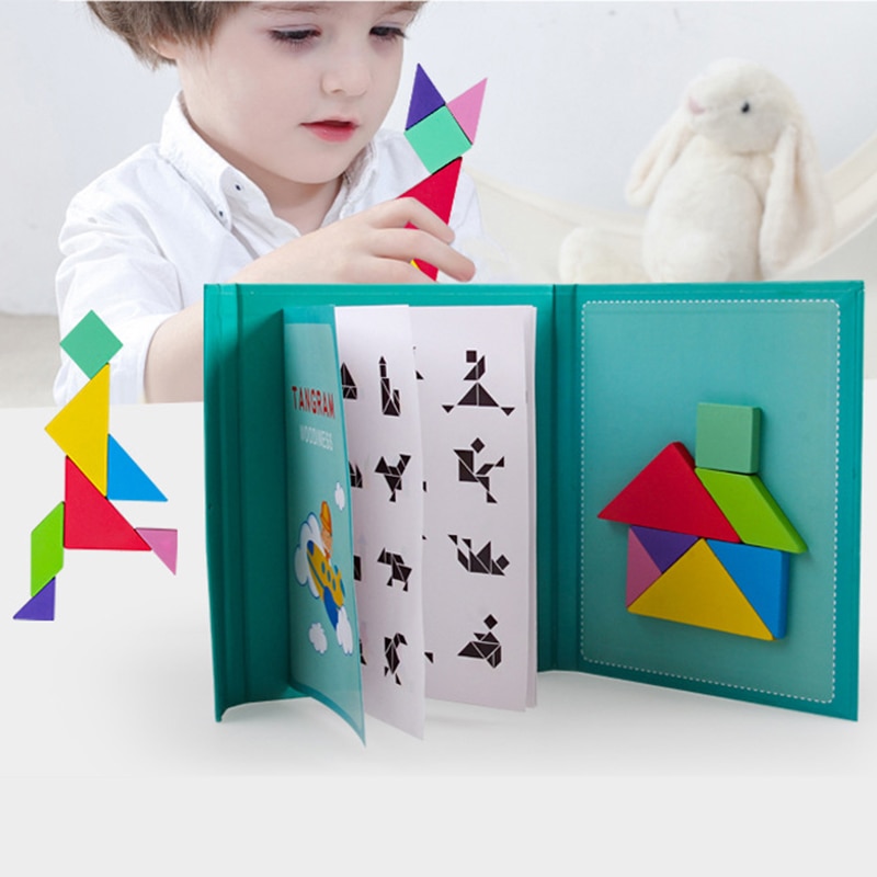 Magnetic 3D Puzzle Jigsaw Tangram Game Montessori Learning Educational Drawing Board Games Toy for Children Brain Tease