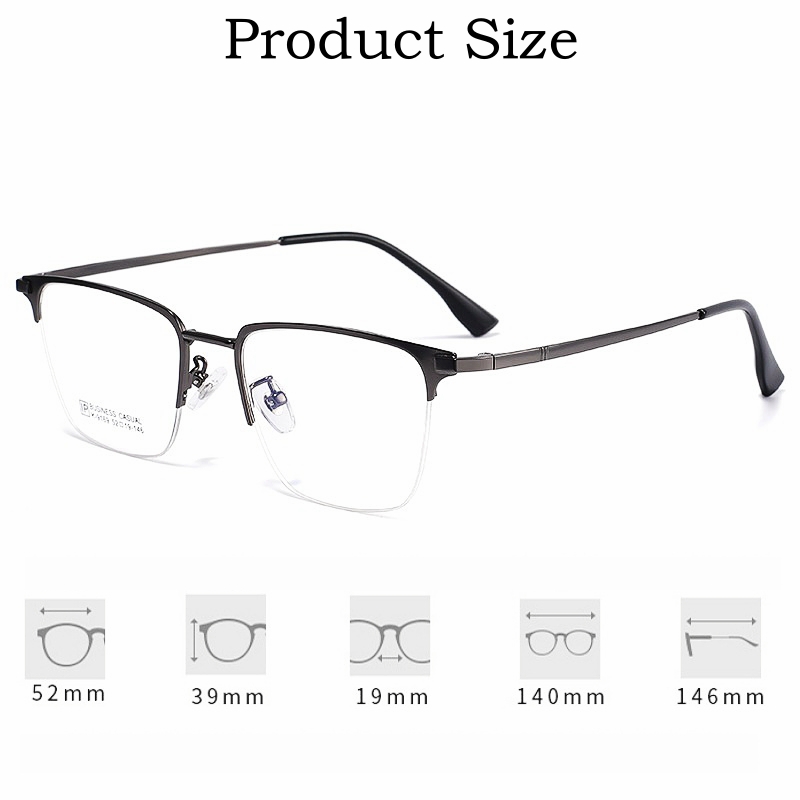 YIMARUILI, gafas ultraligeras de negocios simples de aleación de , gafas graduadas ópticas cuadradas Retro, gafas de media montura para hombres