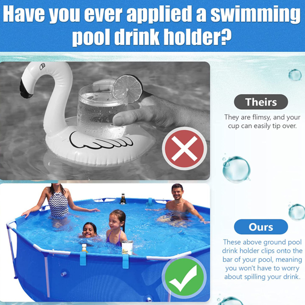 Kopholder til poolside til overjordisk swimmingpool kopholder til pool drikkeholder til pool til 2 cm eller mindre rund bar ved poolen