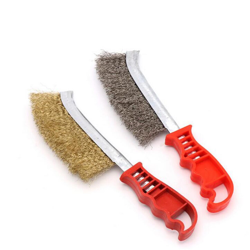 Grill Cleaner BBQ Grill Steel Wire Brush Rust Crevice Cleaning Tools Picnics Stainless Steel/Copper-plated Wire Plastic Handle