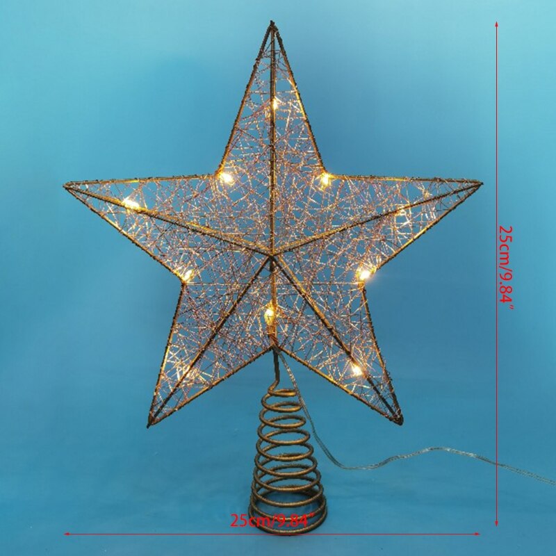 Juletræ ledet stjerne træ topper batteridrevet dekoration på træetop hængende  x4ye