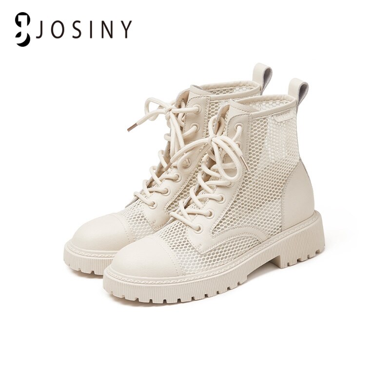 JOSINY – bottes Martin ajourées pour femmes, chaussures de loisirs respirantes, noires, à semelle épaisse: 35