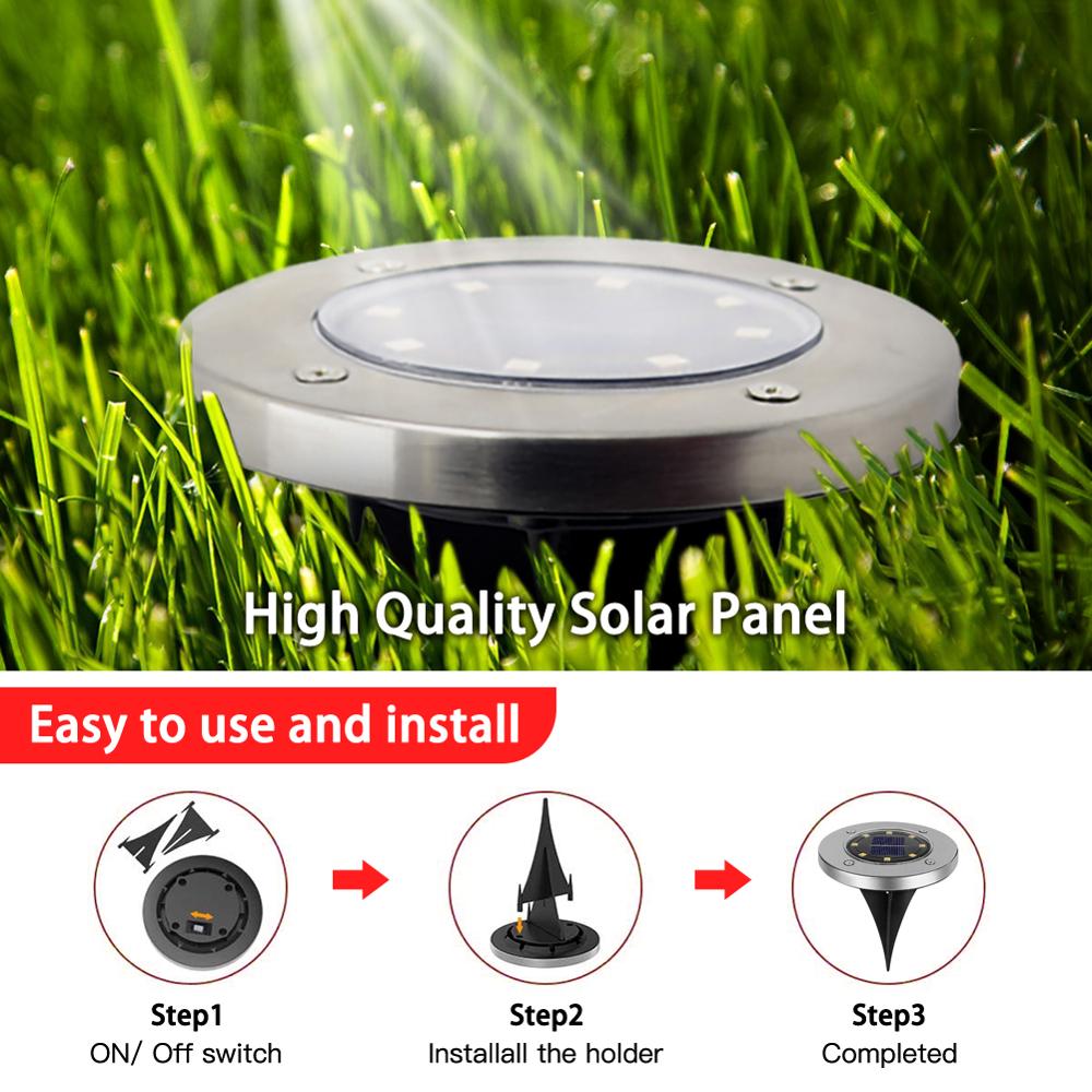 Solar ground light outdoor 8color solar disc garden light garden ground waterproof lighting courtyard terrace walkway driveway