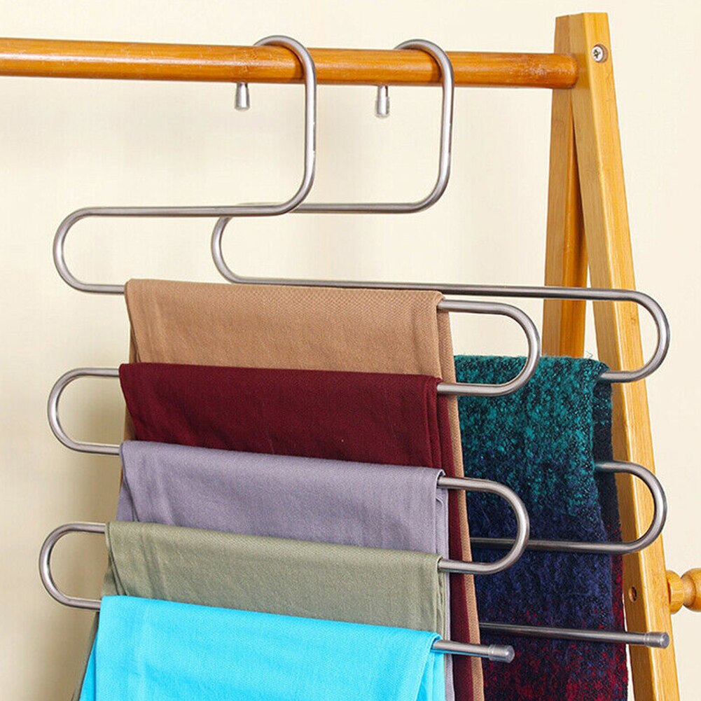 Organizer Ruimtebesparend Rvs Praktische Kleding Sterke Belasting Capaciteit Broek Hanger S Vorm Multifunctionele Kast Handdoek